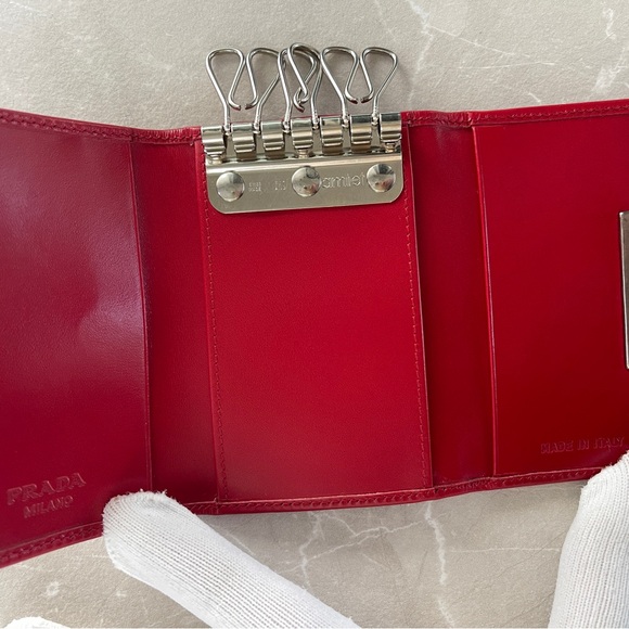 Prada Red Leather 6 Key Slots Holder Case - Picture 14 of 17